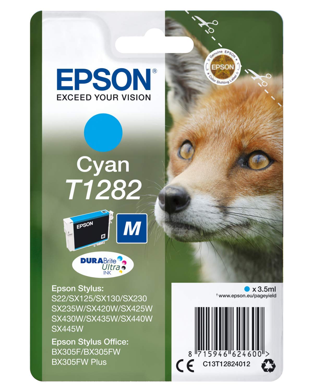 EpsonDurabrite Ultra Ink Medium Cartridge, Cyan [t1282]