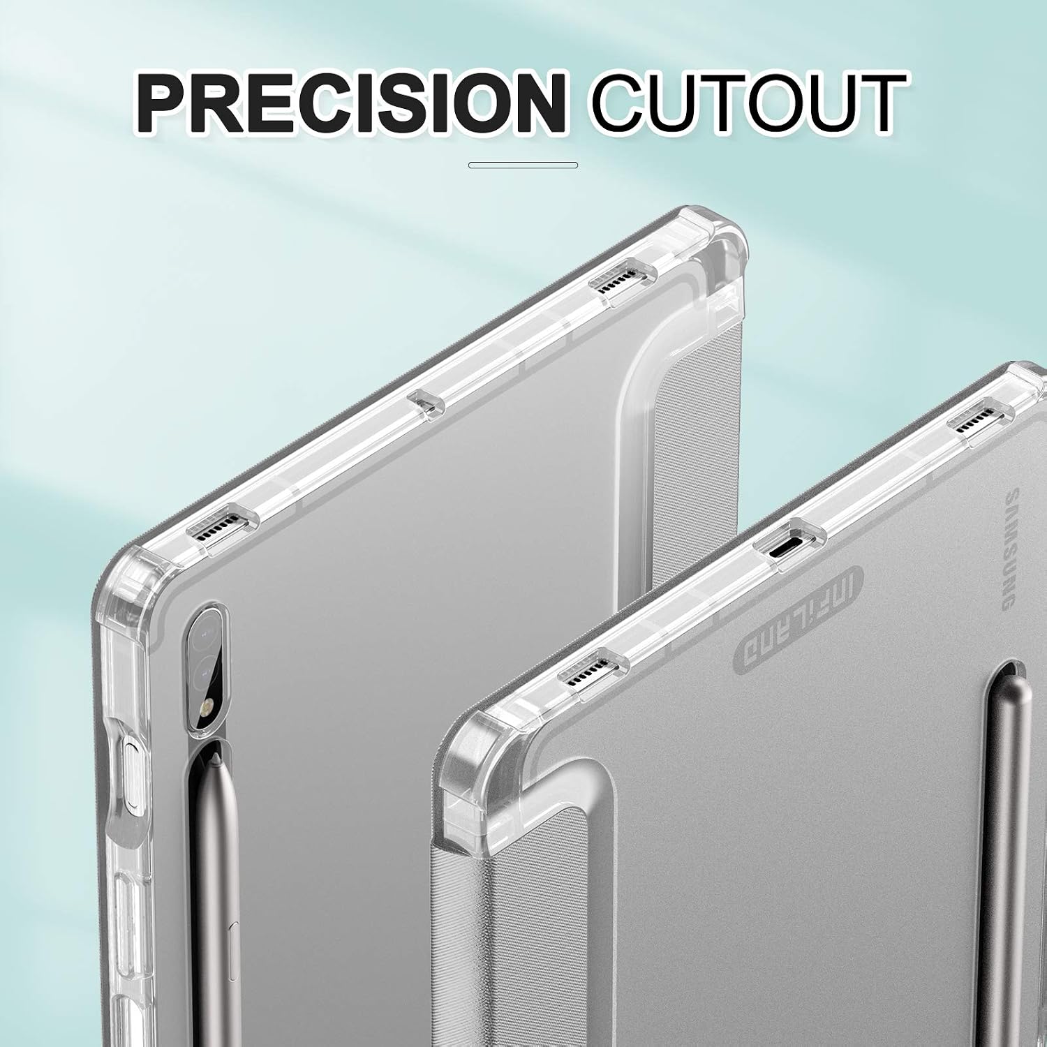 INFILAND Galaxy Tab S8/S7 Case with S Pen Holder, Smart Stand Case Cover Frosted Translucent Back Fit Samsung Galaxy Tab S8/S7 11-inch SM-X700/X706/T870/T875/T876 Tablet [Auto Wake/Sleep], Gray