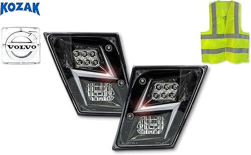 Miniatura 2 de KOZAK Luces antiniebla LED de haz alto y bajo, par izquierdo y derecho compatible con Volvo VNL 2004-2017 PLUS Logo Emblem Vest