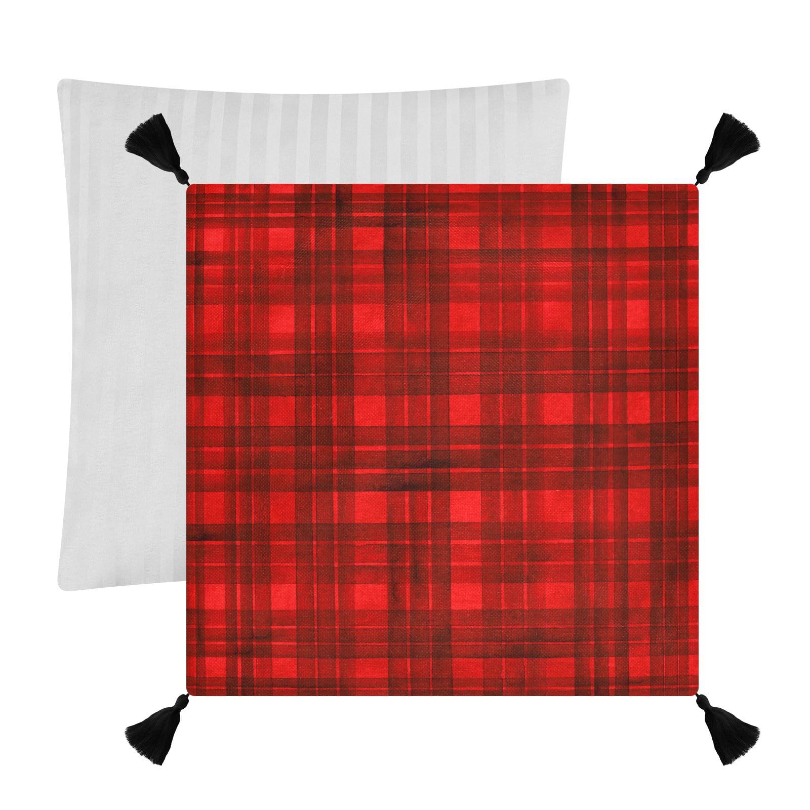 Set Di 2 Federe Per Cuscini Natalizie Rosse | 45x45 Cm In Poliestere | Con Cerniera Nascosta | Per Divano E Soggiorno