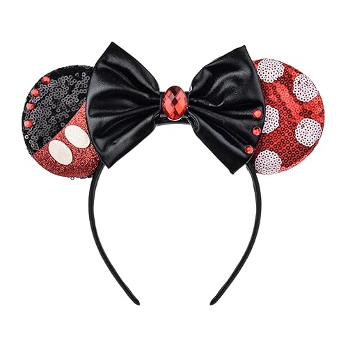 Miniatura 6 de A Miaow Diadema de orejas de ratón negras MM Glitter para mujer, diseño de mariposa y lentejuelas, cierre de pelo, accesorio de parque (color