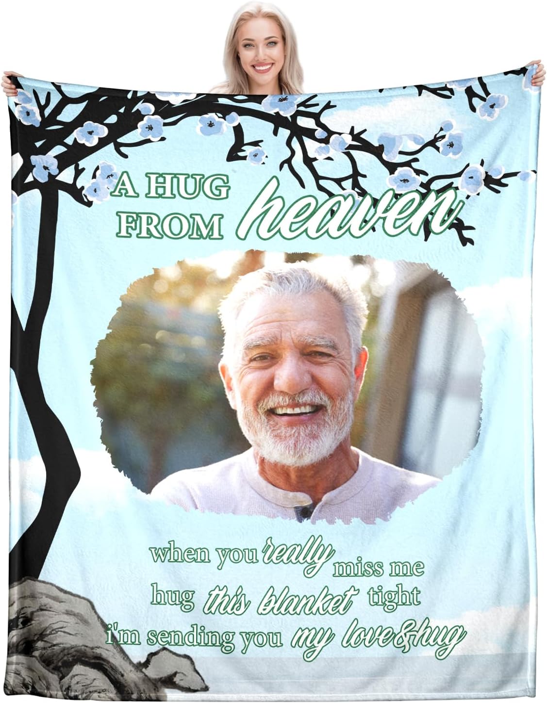 Custom Memorial Blanket with Picture 60'' x 50'' Personalized Sympathy