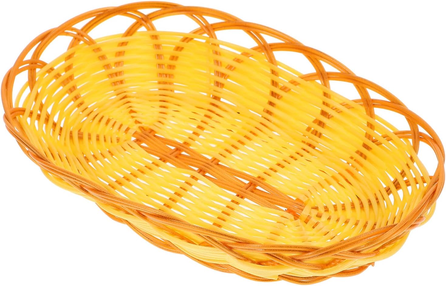 Imitation Rattan Woven Bread and Snack Basket Oval 22cm Plastic Fast Food Serving Tray Household Fruit Storage Basket for Dining and Entertaining