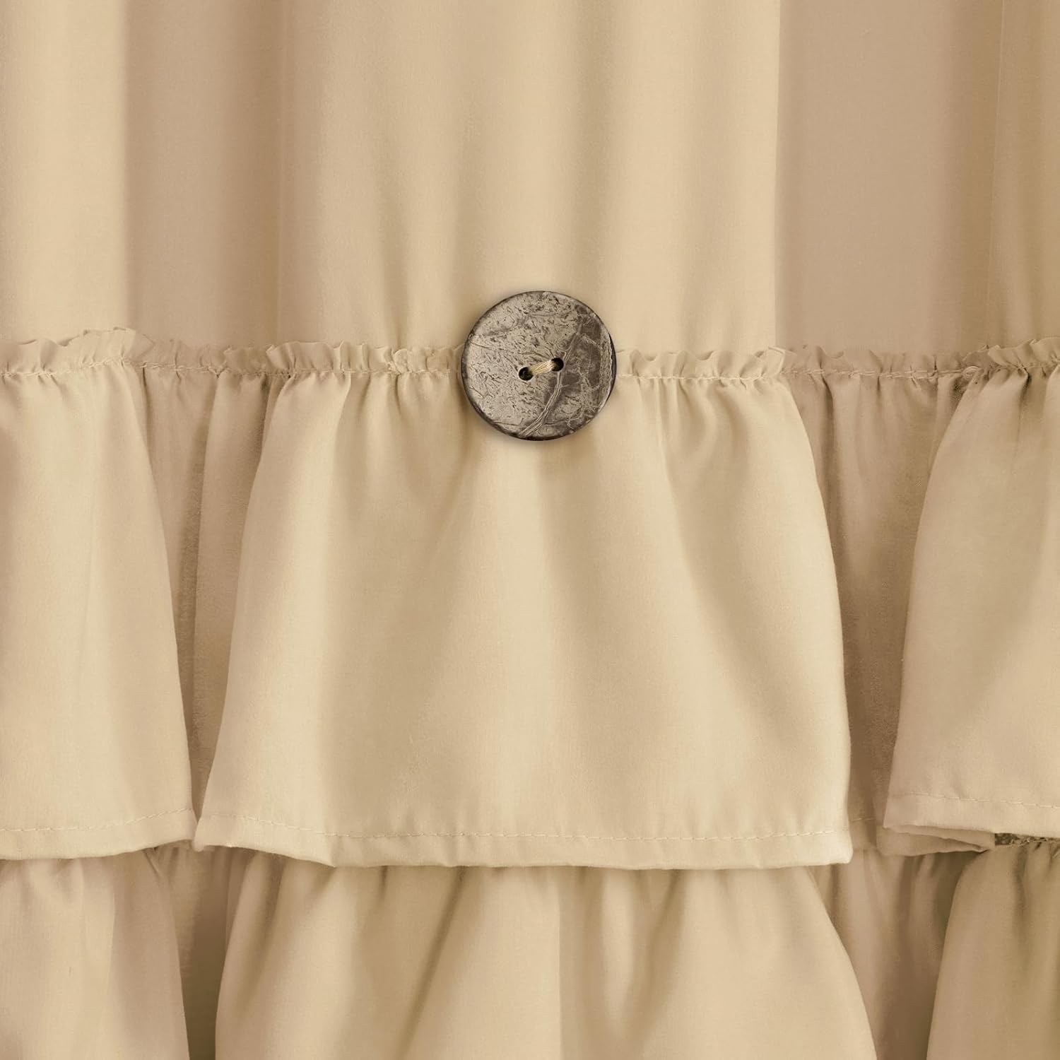 Ruffle Farmhouse Shower Curtain, Beige Vintage Shower Curtains for Bathroom Fabric Cute Rustic Cloth, 72" W X 72" L Inch