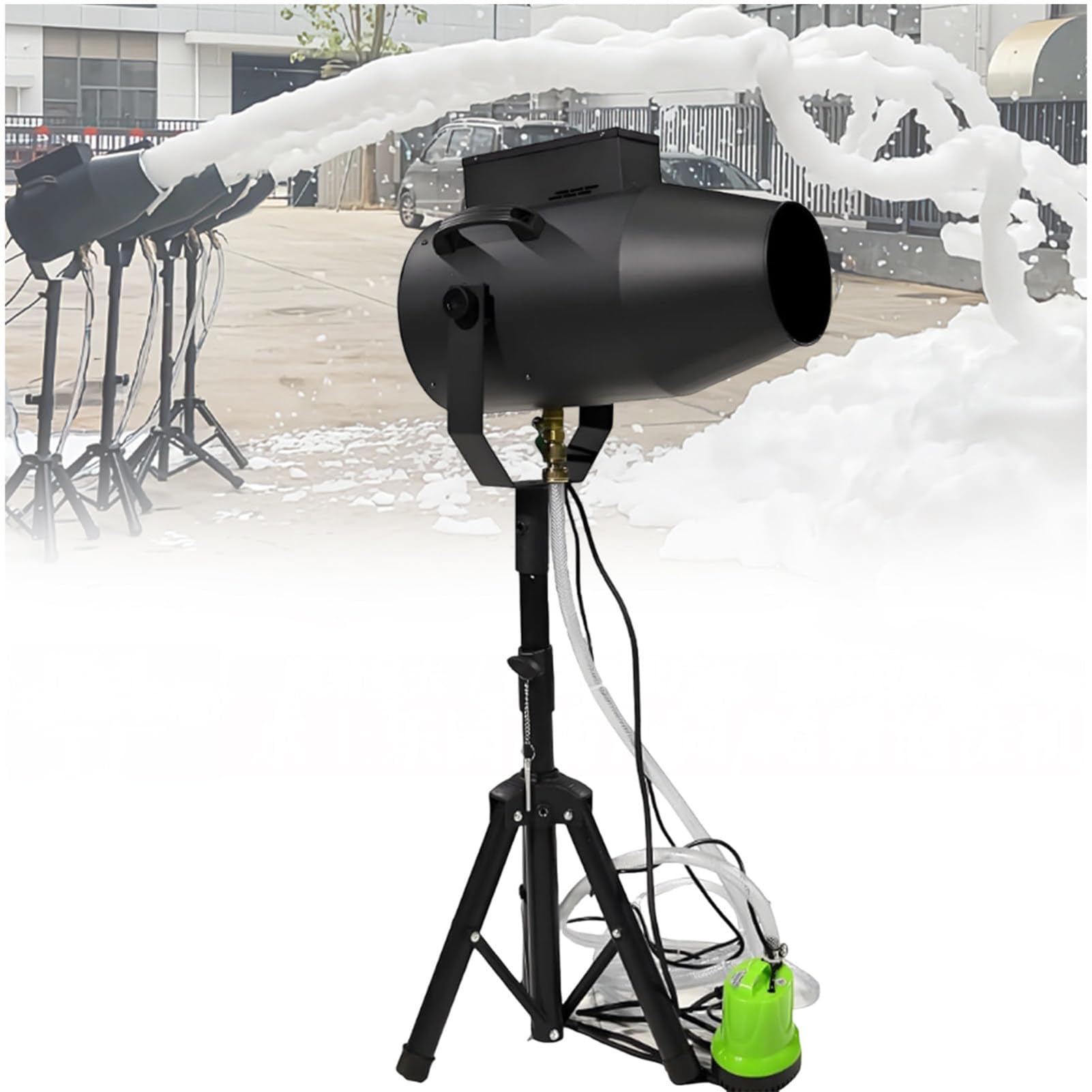 Cañón Espuma Industrial, Máquina De Espuma 1000W con 5 Paquetes De Polvo Incluidos, 20㎡ De Cobertura por Minuto, para Fiestas De Espuma En Discotecas, Bares Y Eventos Masivos