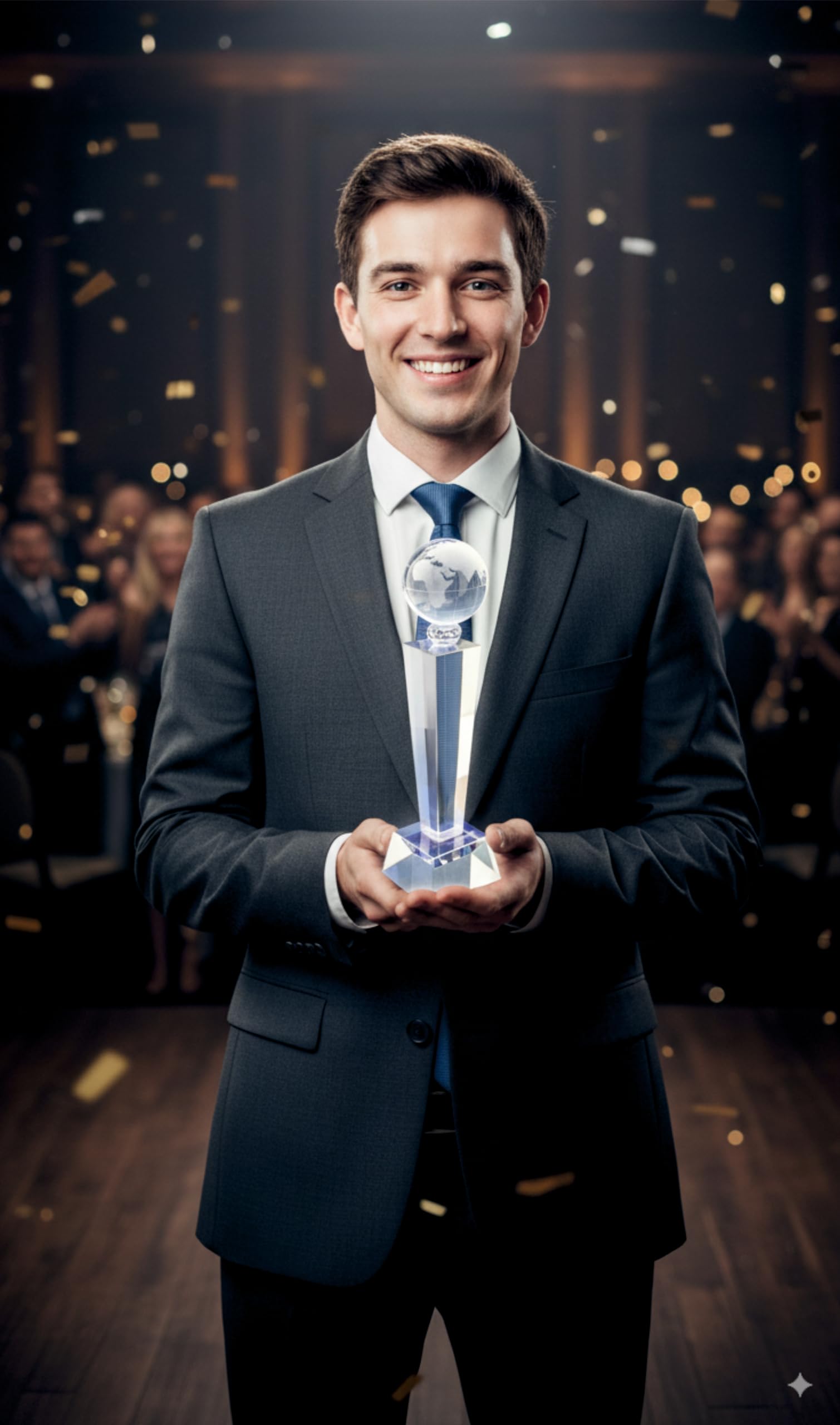 Trofeo Personalizado de Cristal con Globo Terráqueo, Perfecto para Reconocimientos, Premios a Empleados, y Eventos Deportivos de 25cm