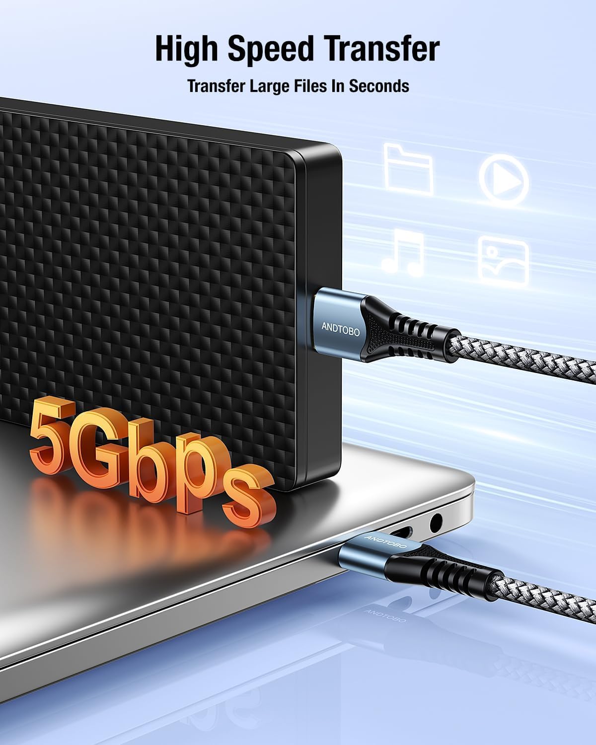 ANDTOBO Cavo USB 3.0 Maschio Maschio 0,5 Metri, Cavo USB Doppio Maschio A Maschio A 5Gbps per Raffreddamento PC Portatile, Dischi Rigidi, Computer, Lettore Blu-Ray, DVD