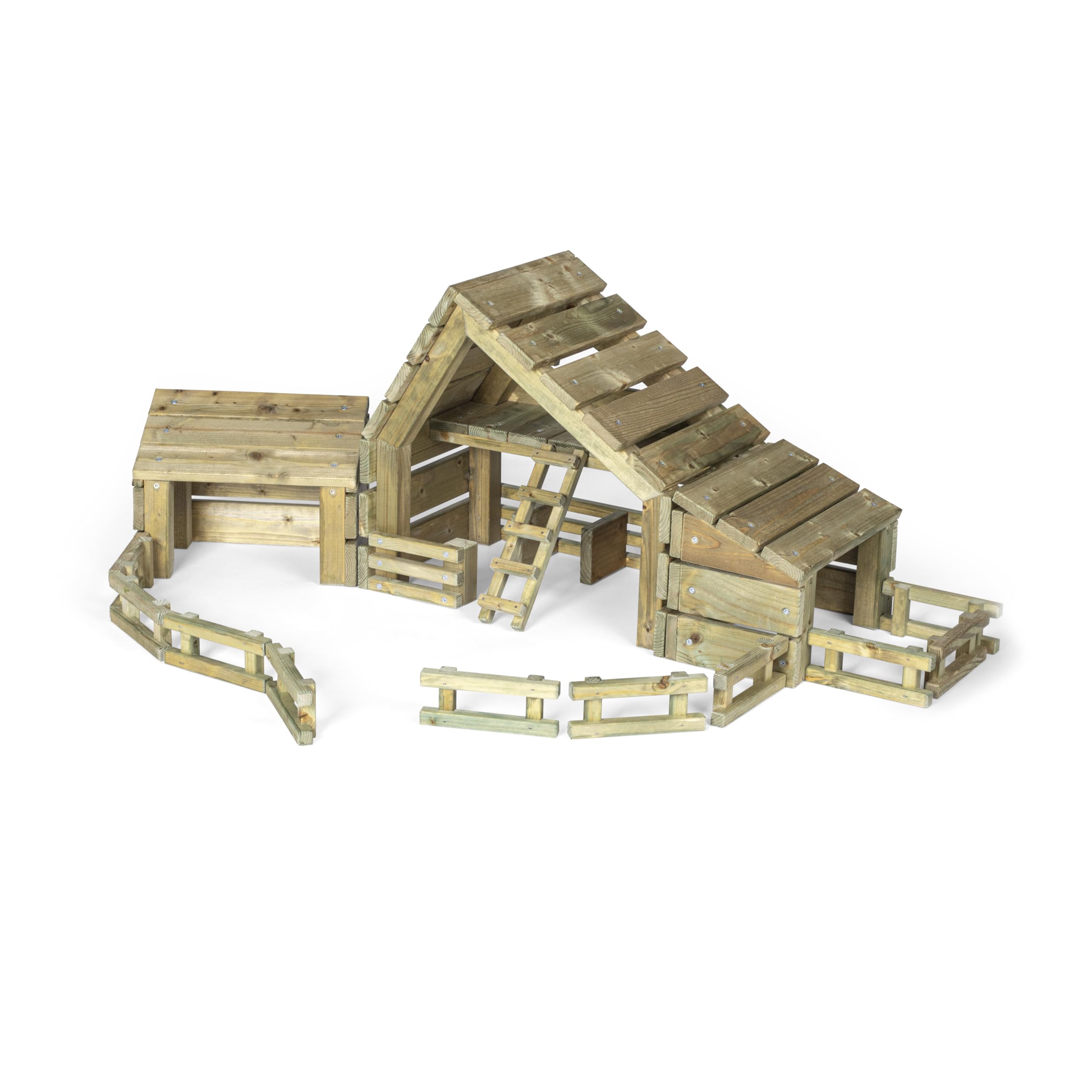 Erzi 41028 Fattoria in Legno per Bambini con Recinti e Scala | Gioco Creativo e Montessori | Accessorio per Animali e Personaggi | Fatto in Germania