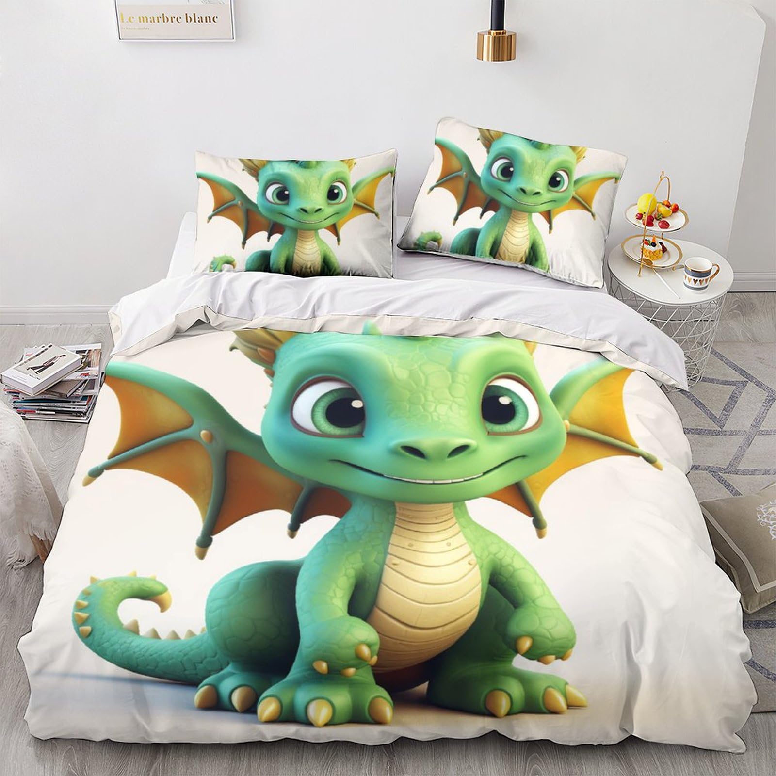 Housse de couette dragon 3 pièces pour des nuits douces et sereines