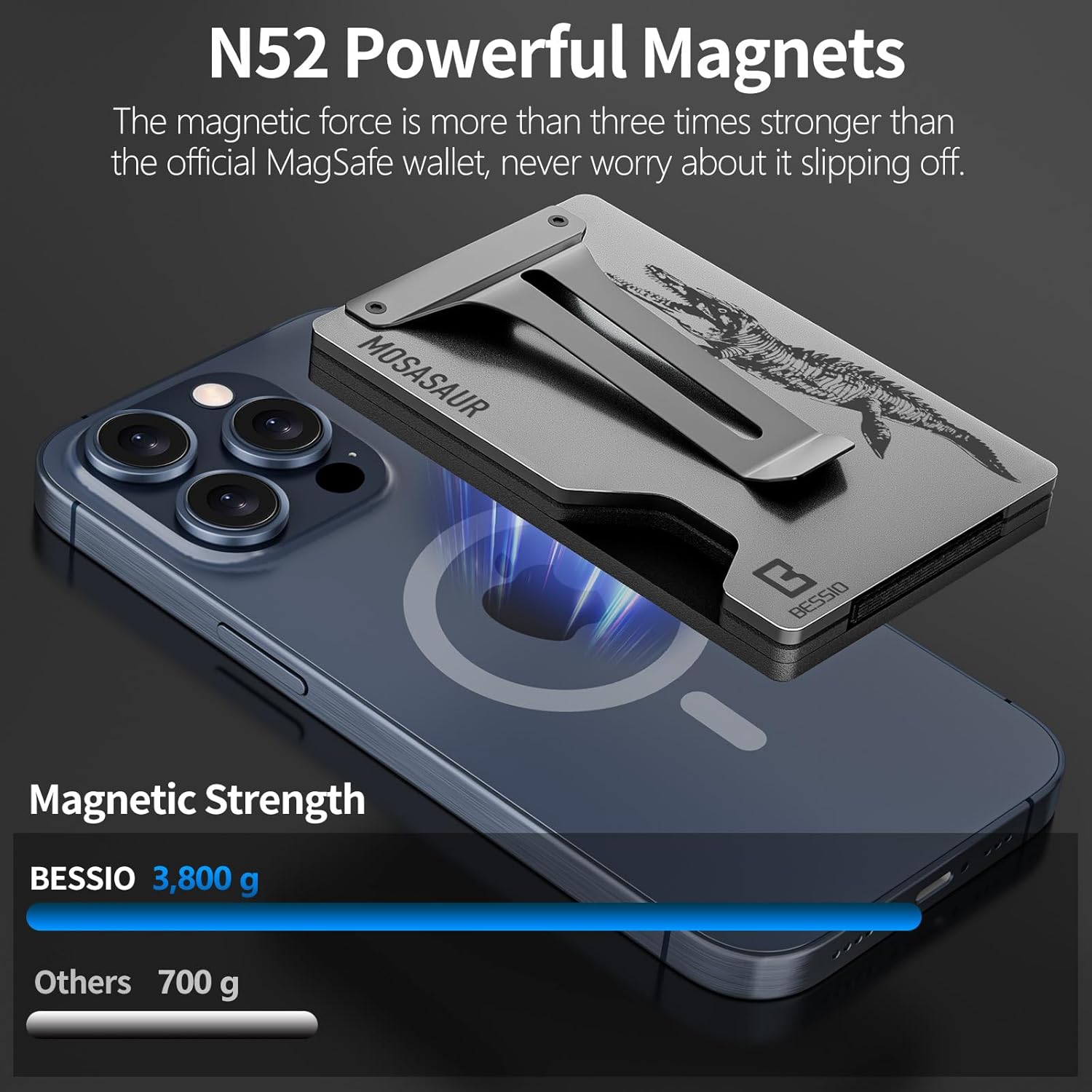 Magnetic Phone Wallet Compatible with Apple MagSafe - Metal Card Holder with AirTag Holder, RFID Blocking & Money Clip Mag Safe Wallet for iPhone 17 16 15 14 13 12 Pro Max/Pro/Plus/Mini - Image 3