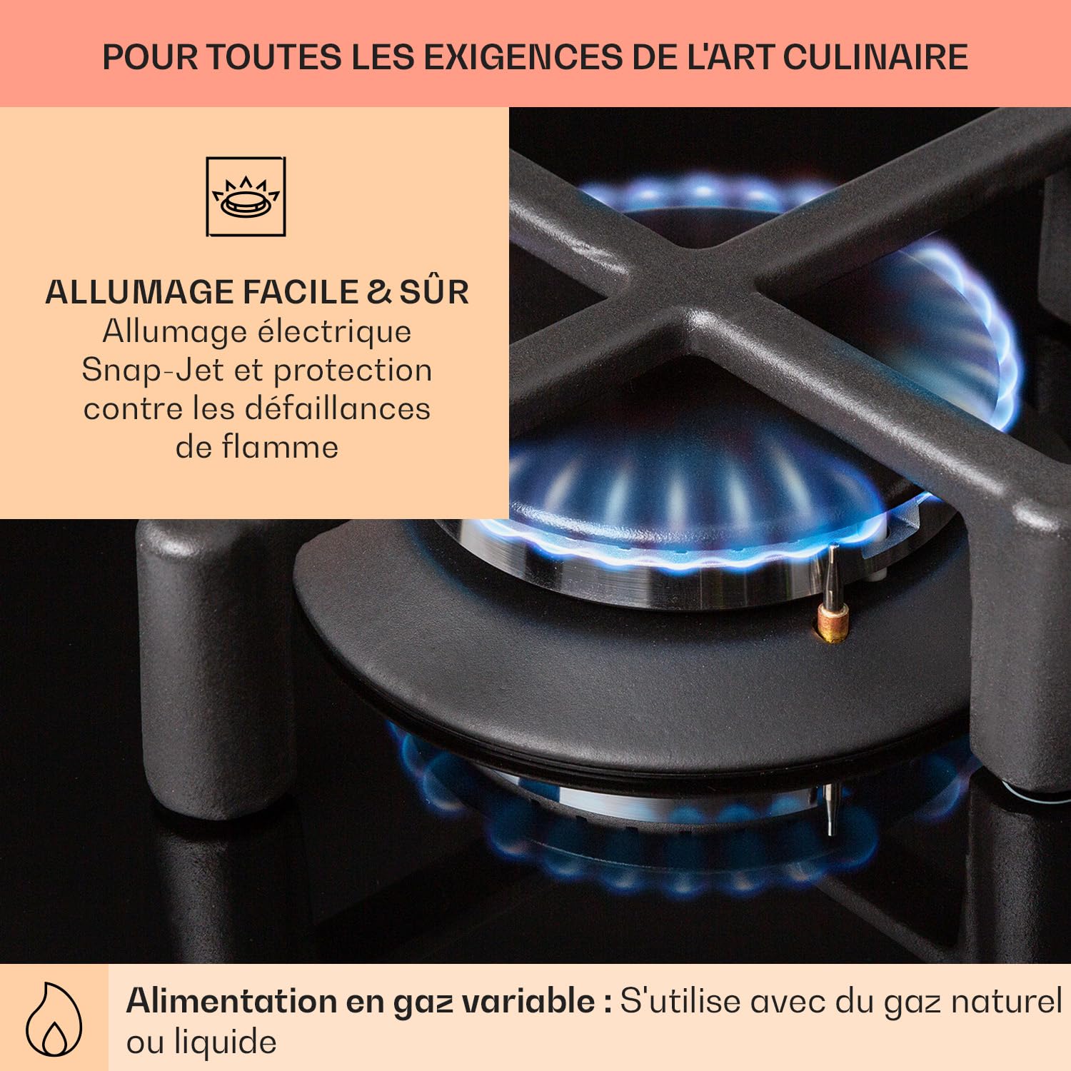 Klarstein Plaque de Cuisson Gaz 2 Feux, Table de Cuisson à Gaz 2 Brûleurs, Plaque 4000W, Piano Cuisine en Acier Inoxydable, de Encastrable, a Cuisine Inox