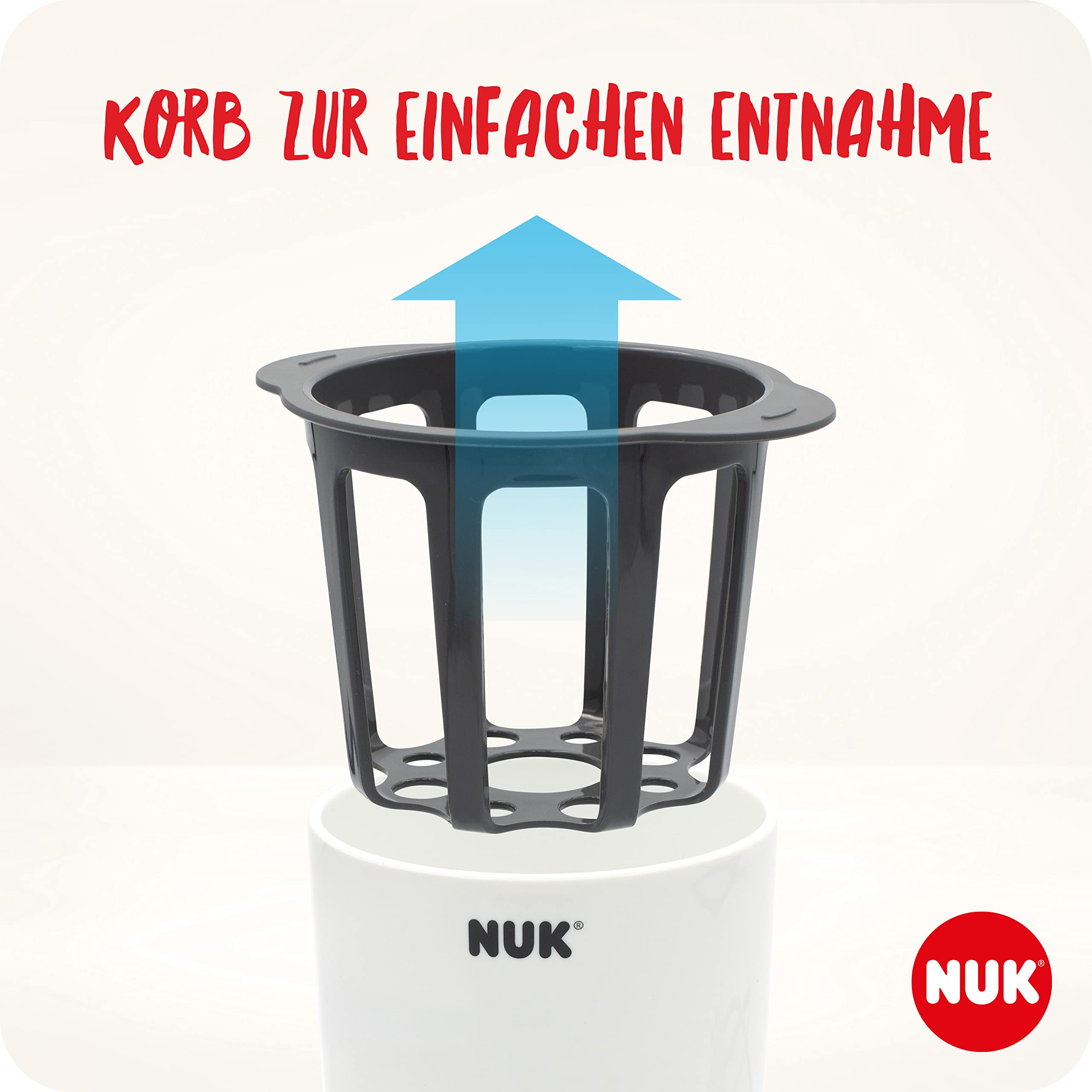 NUK Thermo 3in1 Babyflaschenwärmer | schonendes Auftauen, Erwärmen und Warmhalten von flüssiger und breiförmiger Nahrung | Korb zum einfachen Herausnehmen | EU-Stecker
