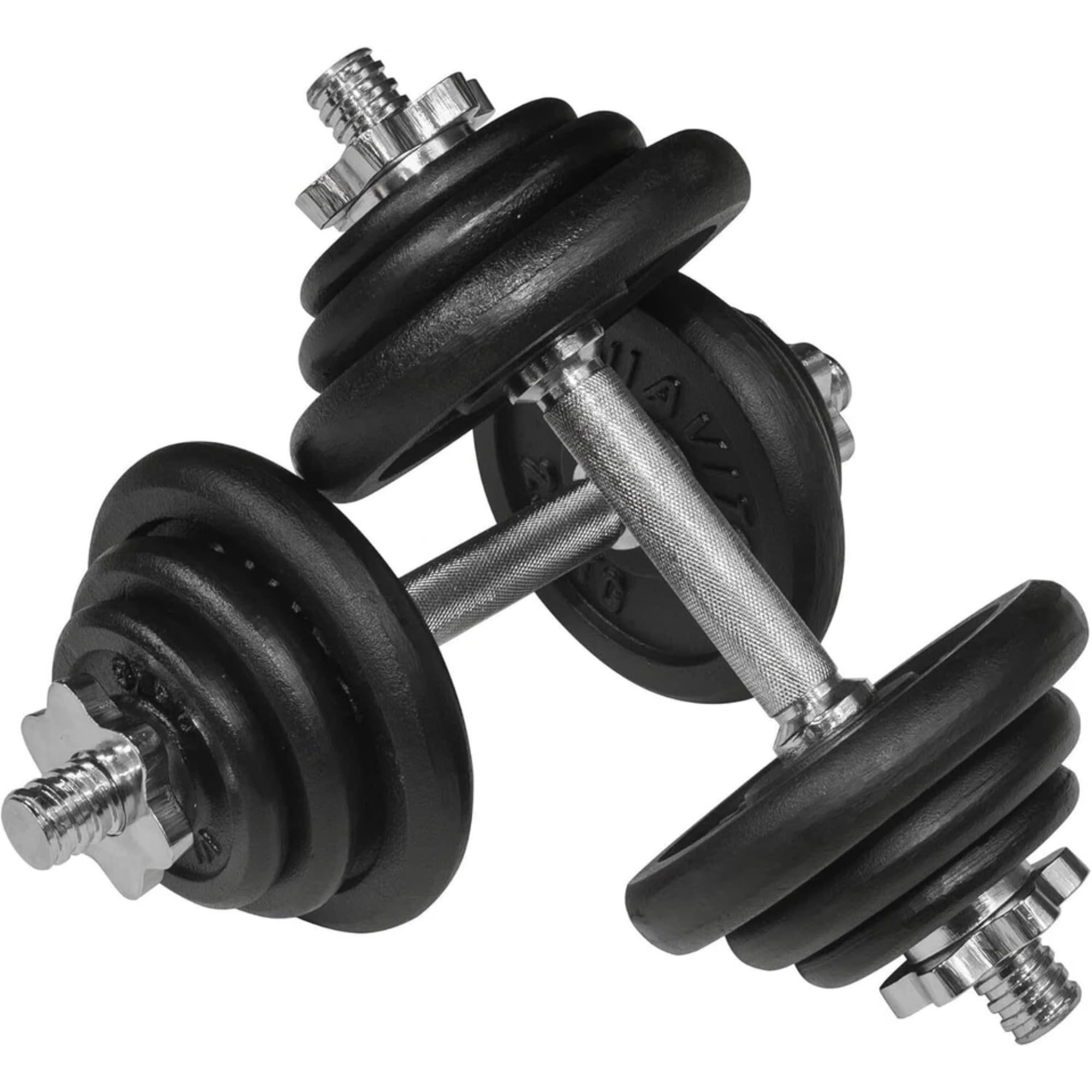 Cast Iron Adjustable Dumbbell & Barbell Set for Men & Women – 15kg, 20kg & 30kg Free Weights Kit for Home Gym Fitness, Strength Training & Muscle Building (20, Kilograms)