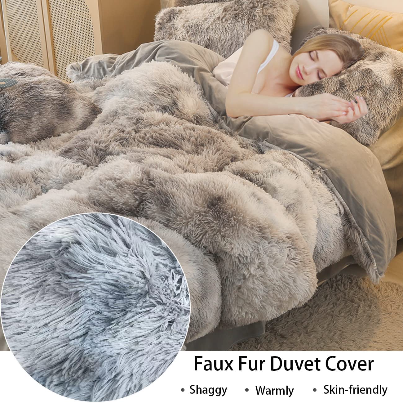 掛け布団 2点セット シャギー フェイクファー - ツインサイズ 掛け布団 2点セット シャギー フェイクファー - ツインサイズ