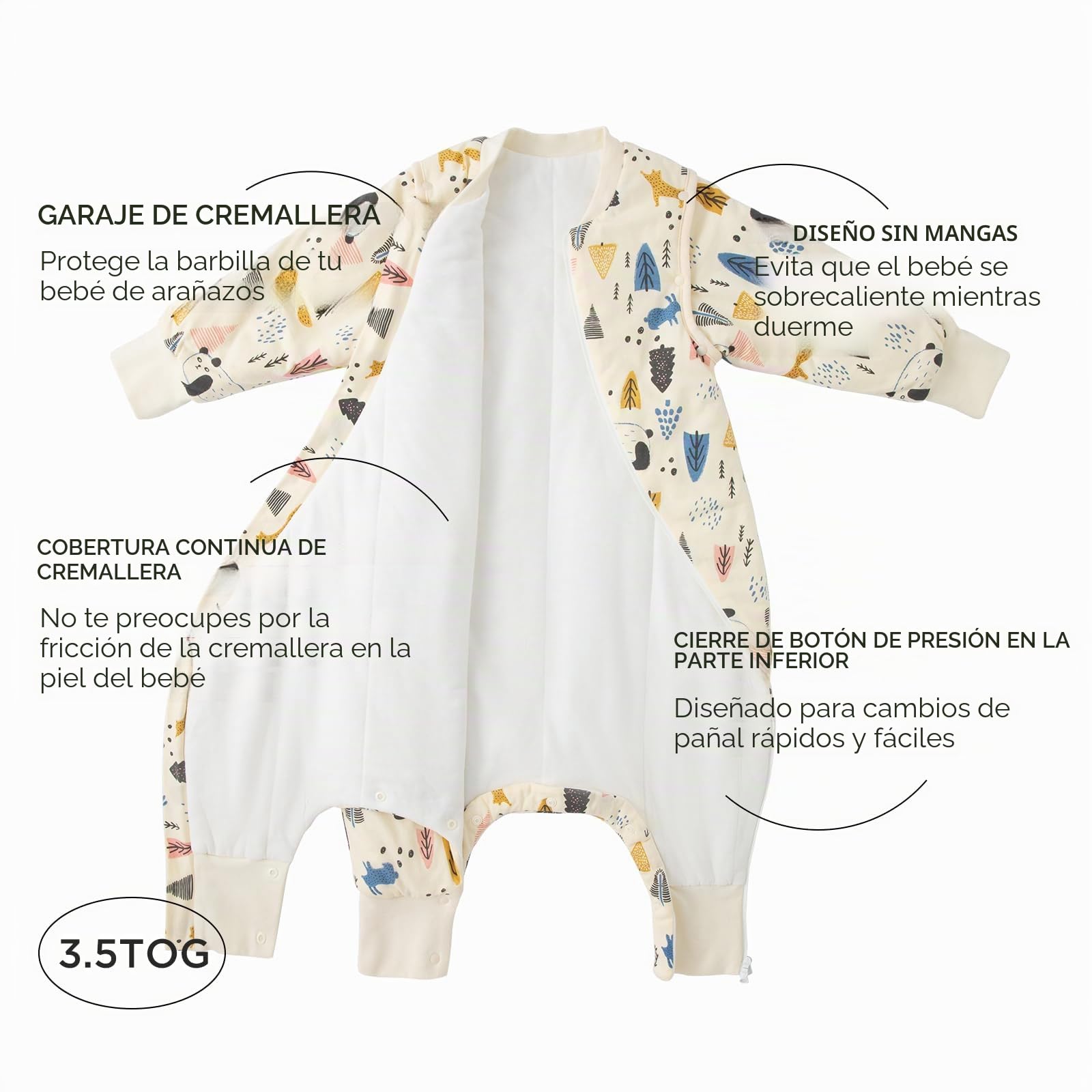 Duomiaomiao Saco de dormir de invierno para bebé con piernas de 3,5 tog, manta cálida con mangas extraíbles, saco de dormir para niños y niñas de 1 a 2 años