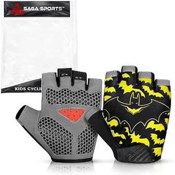 Half Finger Kids Cycling Gloves, Non-Slip Kids Bike Gloves | Antislip Padded Fingerless Bike Gloves for Kids, Ideal for BMX, MTB, Gymnastics, Workout and Riding Gloves for Boys and Girls