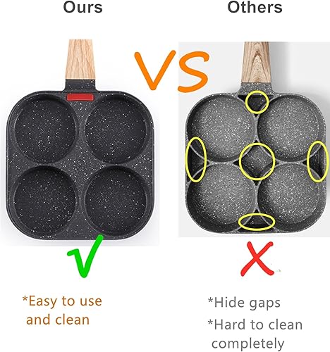 Miniatura 6 de Sartén antiadherente para huevos de 4 tazas y sartén de granito, versátil sartén de desayuno para huevos, panqueques, plett, crepes, compatible con