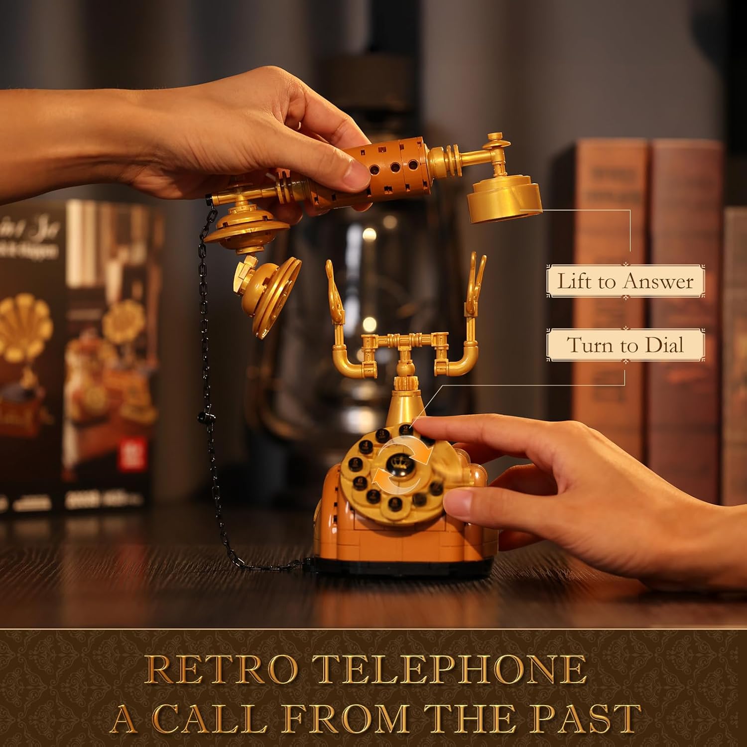 3 in 1 Building Block Sets, Retro Camera Telephone Record Player Building Toys, 1438 Pcs Vintage Collectible Model Kit for Home Office Decor, Nostalgic 80s Gift for Adults & Teens 14+