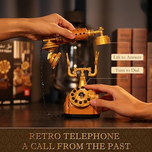 Miniatura 4 de Juego de bloques de construcción 3 en 1, juguete de construcción retro para tocadiscos con cámara, 1438 piezas, kit de modelo coleccionable vintage