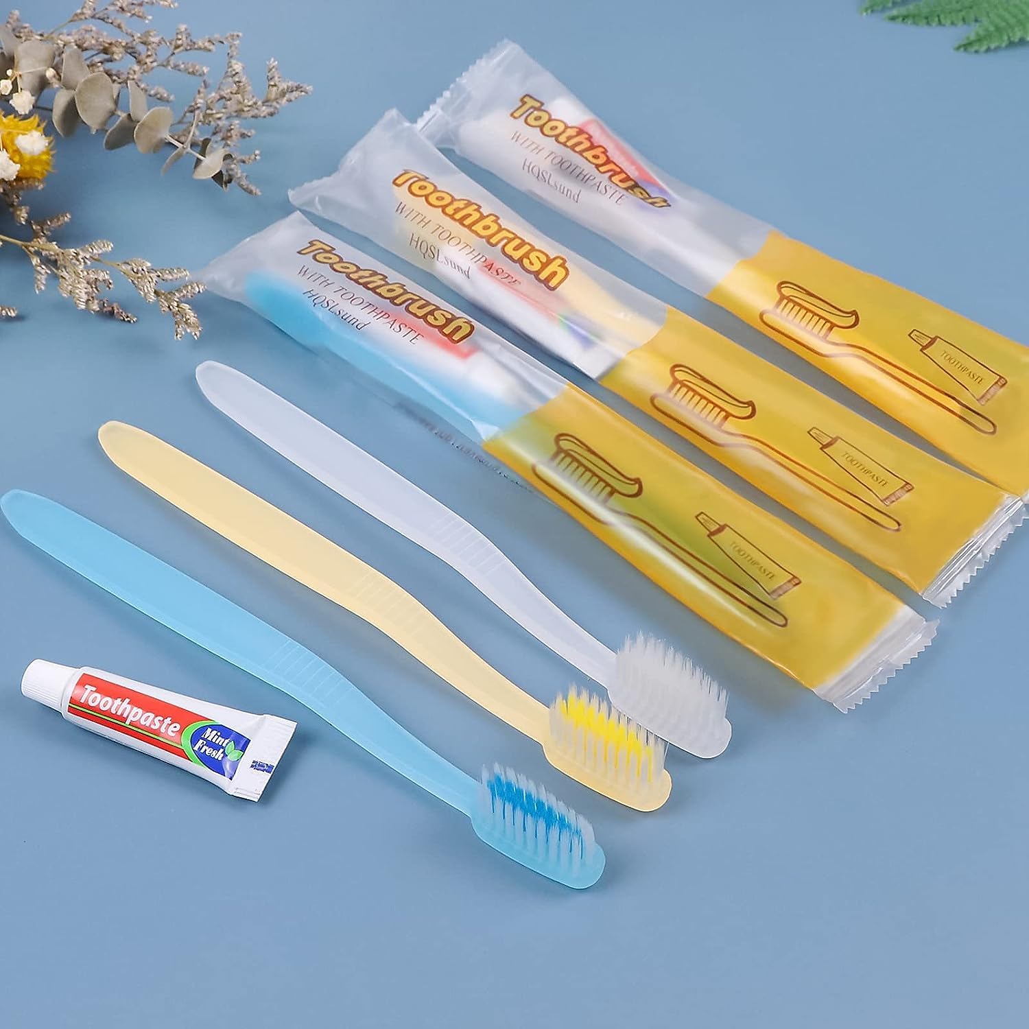 Disposable Toothbrushes with Tootaste, Indivily Wrapped Disposable
