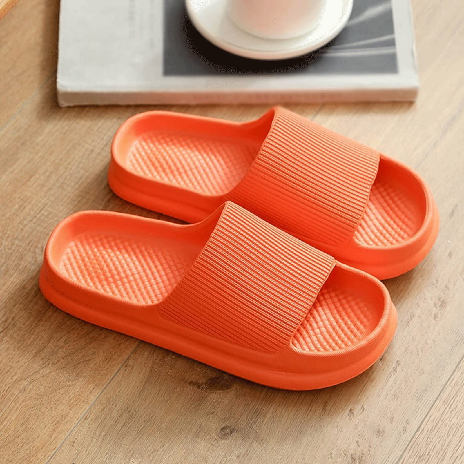 YHQZNLXQ Zapatillas para Mujer Zapatillas de casa Suaves Pareja Verano Interior Antideslizante Zapatillas de baño Sandalias Color sólido Hombres Mujeres Chanclas Zapatos planosAzul, 9