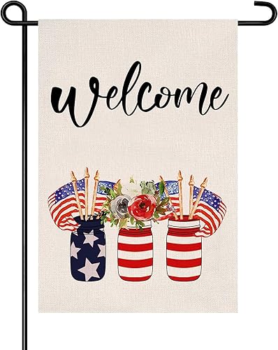 Decoración patriótica al aire libre para decoración del hogar, letrero de bienvenida para jardín, decoración del Día de los Caídos americanos para