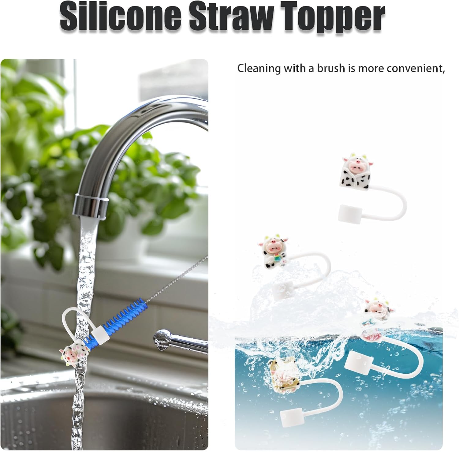 Reusable 10mm Silicone Straw Topper for Stanley Cup-Cow image 4