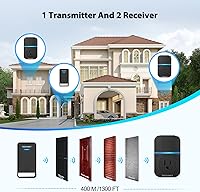 Vista 4 de Timbre inalámbrico TECKNET, timbre de puerta de conexión, timbres impermeables IP66, timbre de puerta sin cable de 1300 pies de rango inalámbrico