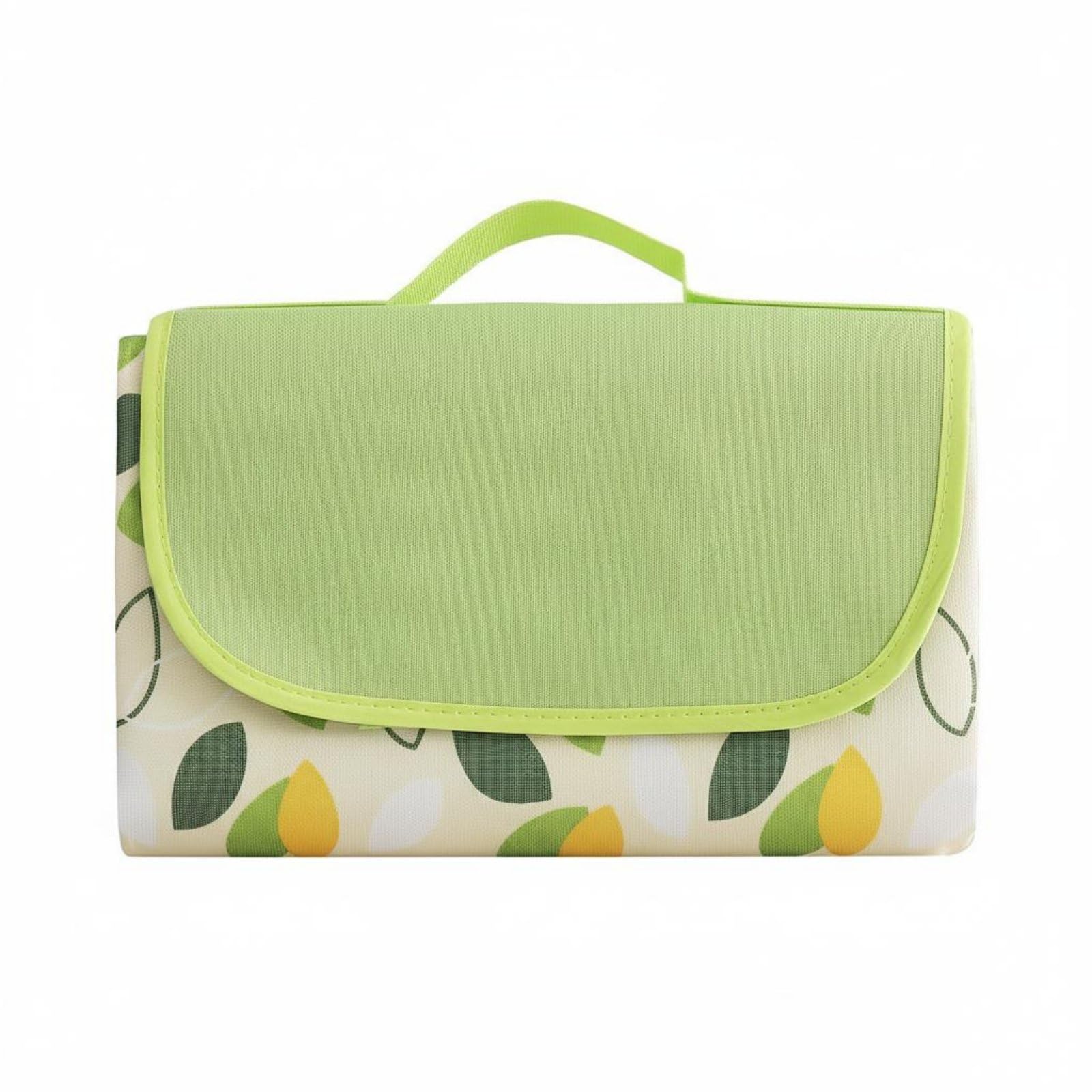 Manta de Picnic Plegable Manta Colchoneta Alfombra Tapete con Respaldo Impermeable y Resistente a la Arena Diseño Plegable Tipo Bolso con Asa Adecuada, 200 200cm, Hoja