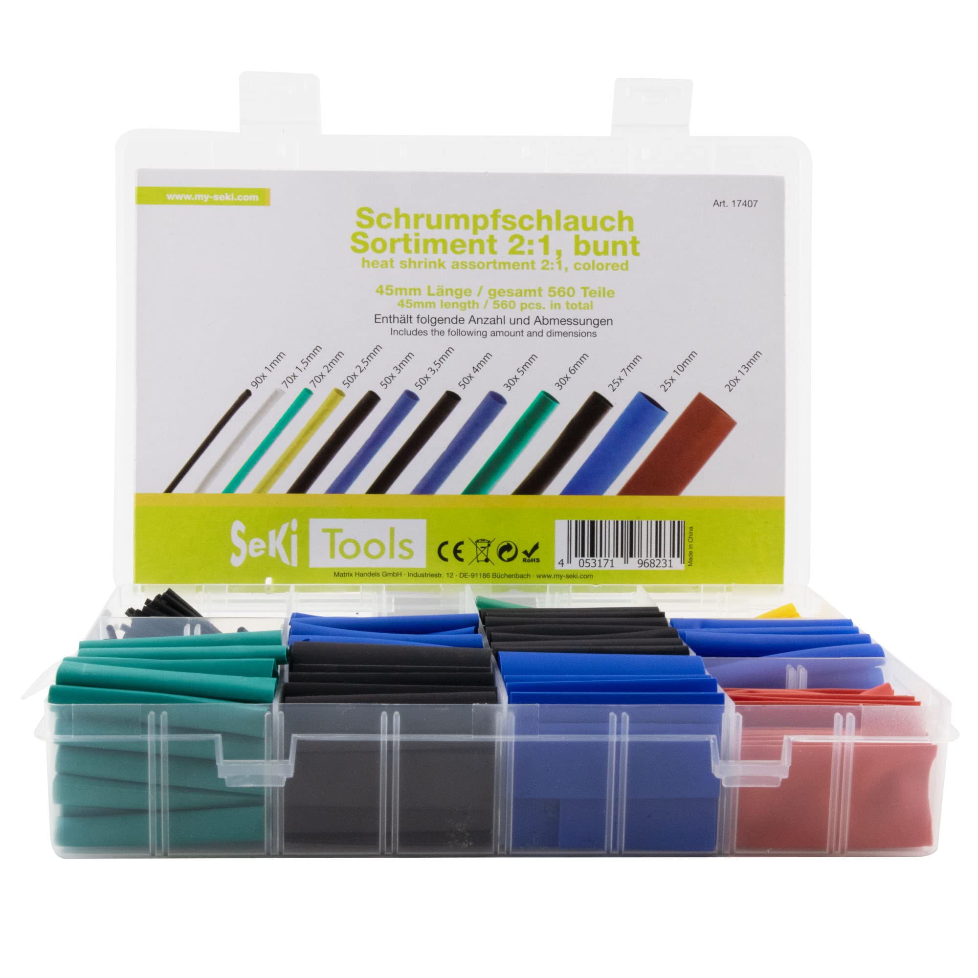 Set Tubi Termoretraibili SeKi | 80 Pezzi In 6 Misure (Bianco, 10cm Luno