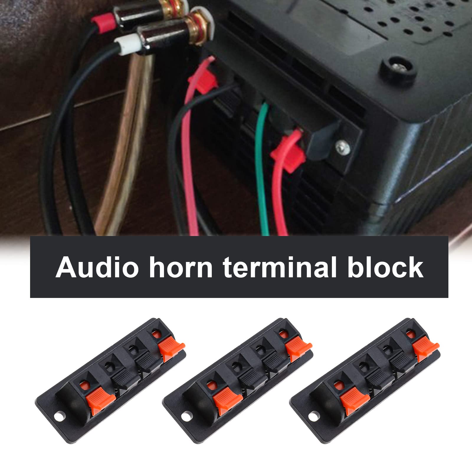 sourcing map 2 Rangée 6 Voie Ressort Haut-Parleur Borne Clip Poussez Relâchez Connecteur Audio Câble Bornes Barrette Bloc Noir Rouge WP6-03 2Pcs