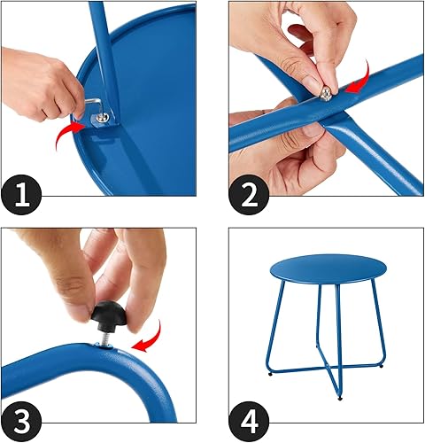 Vista 20 de Mesa auxiliar pequeña para exteriores, impermeable, redonda de acero de metal, resistente a la intemperie, portátil, para exteriores e interiores