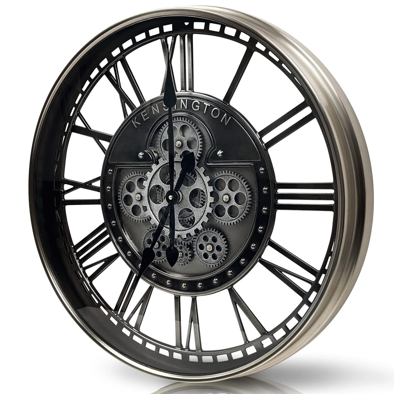 TOKTEKK 21 inch Large Wall Clock with Real Moving Gears, Battery ...