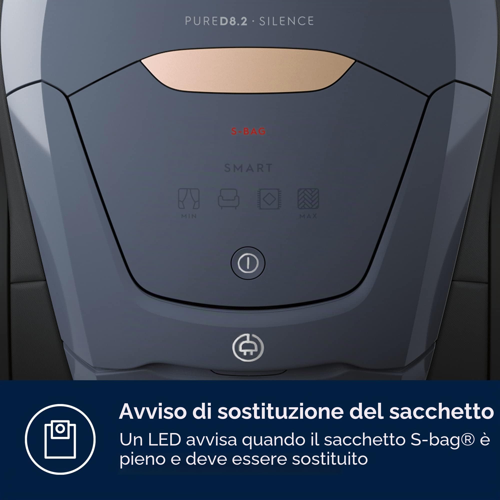 ELECTROLUX PureD8 13783211, Pure D8 PD82-8DB-Aspirapolvere a Slitta con Sacco Ultra Silenzioso, regolatore Automatico di Potenza SmartMode e Tecnologia PureSound-Colore: Blu