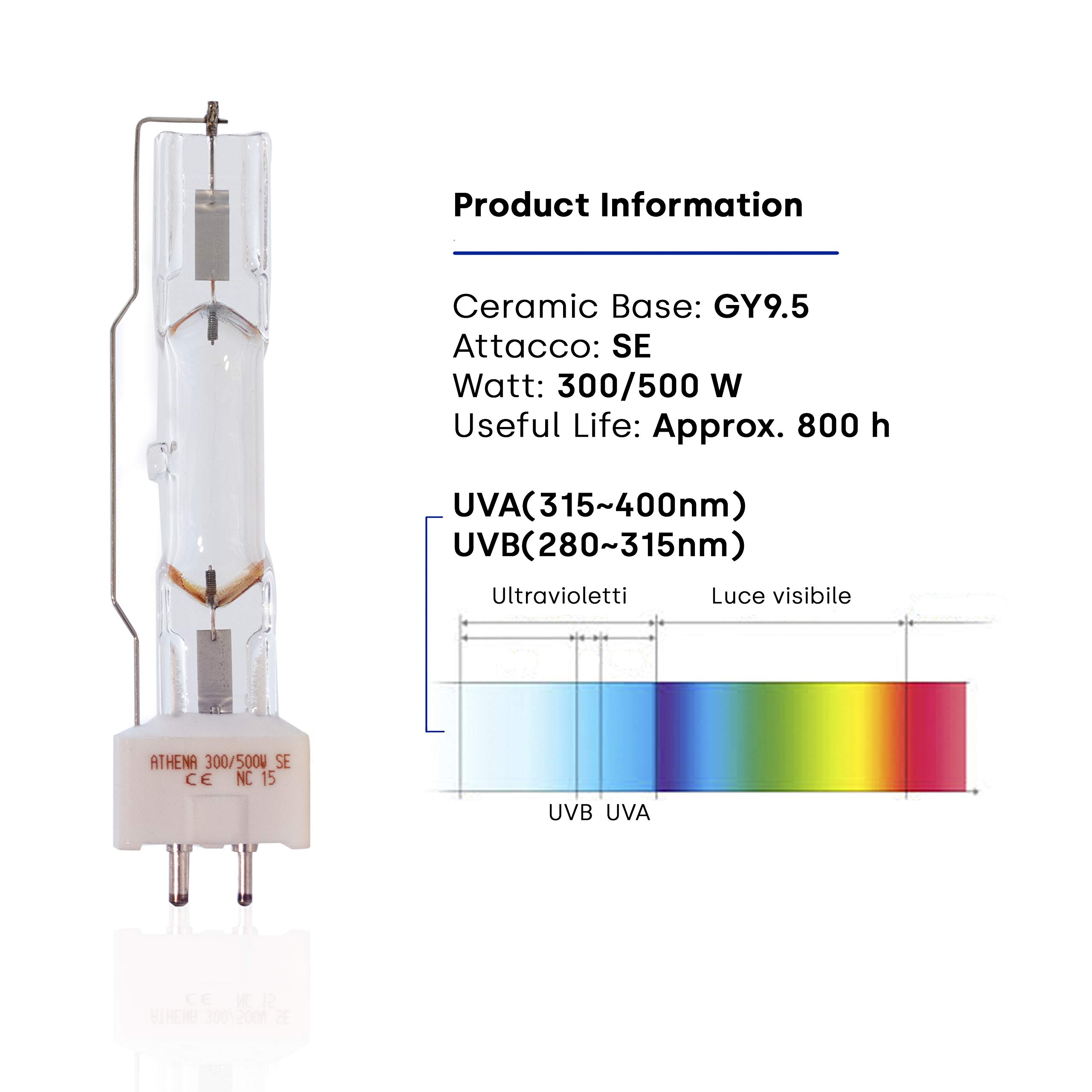 LAMPADA ABBRONZANTE UV ATHENA 300/500W SE GY9.5