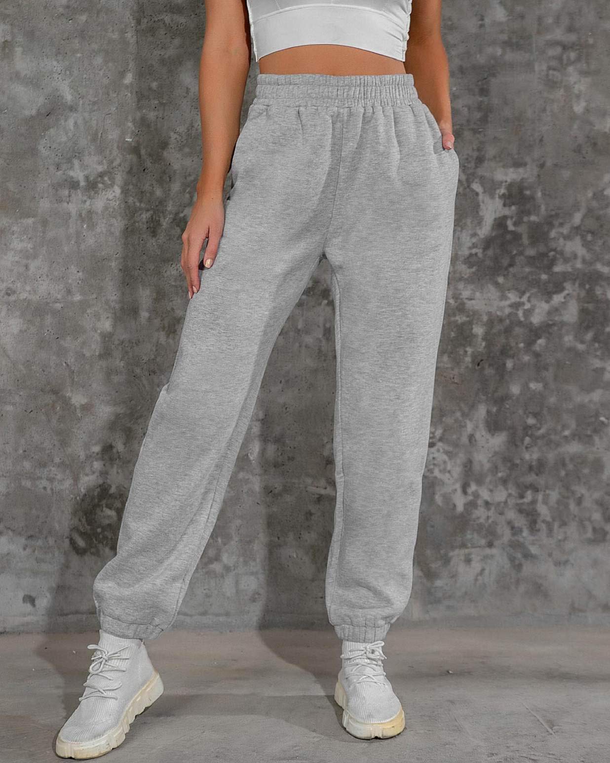 heekpek Pantalon Chandal Mujer Pantalon Algodon Deportivo Sueltos Largos Pantalon Jogger para Mujer Pantalones Deporte con Bolsillos y Elastica Cintura Alta Casual Ropa de Casa