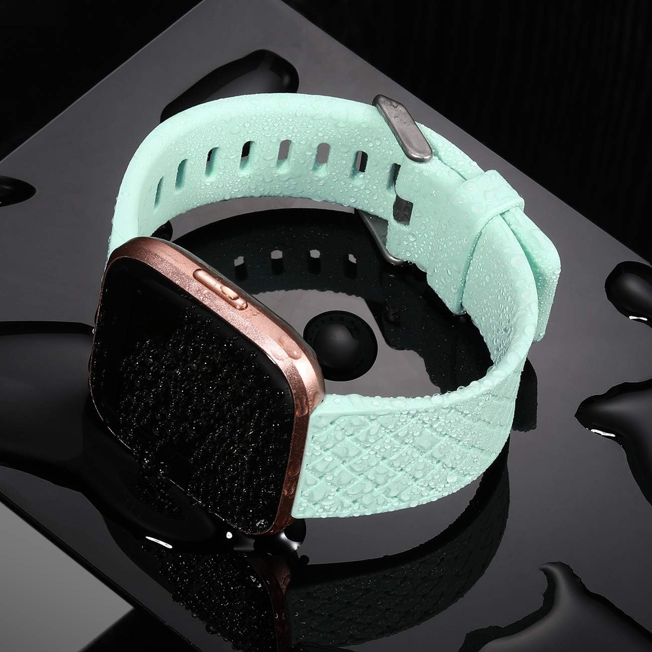 Wepro Bands Compatible with Fitbit Versa 2/Fitbit Versa/Fitbit Versa Lite SE SmartWatch for Women Men, Silicone Weave Pattern Wristband for Fitbit Versa Watch, Small, Large