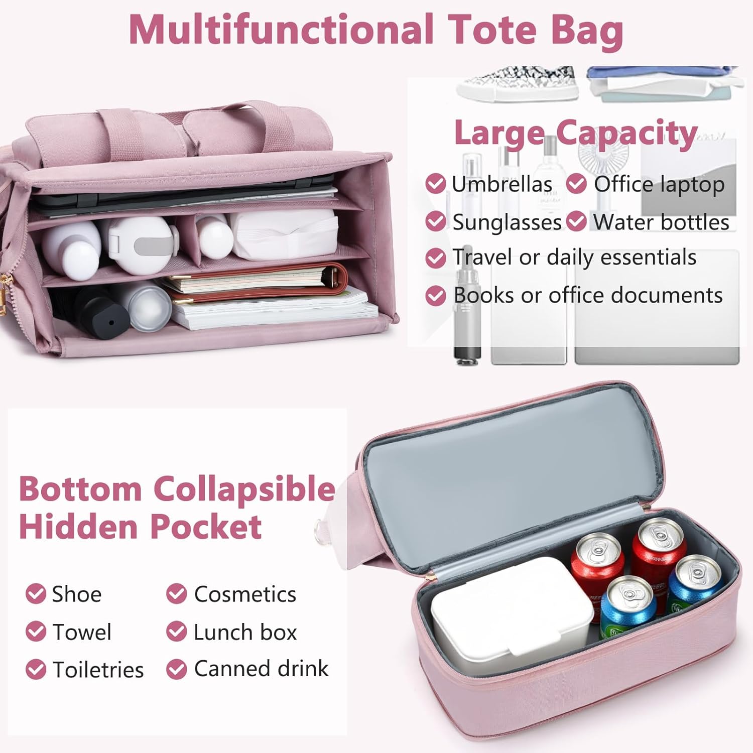 Skycase Work Tote Bag for Women - Laptop Tote Handbag - Lunch Bag with Cooler - Shoulder Weekender Bag for Travel, School - Image 4