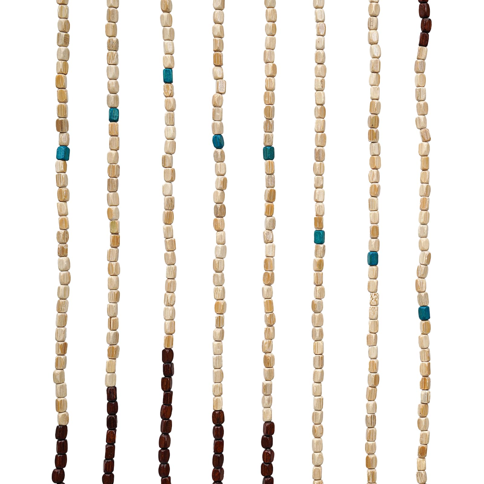 Rideau de porte 90 x 220 cm - 31 lignes - En bambou ondulé - Perles en bois - Pour salon - Style rétro - Marron et beige