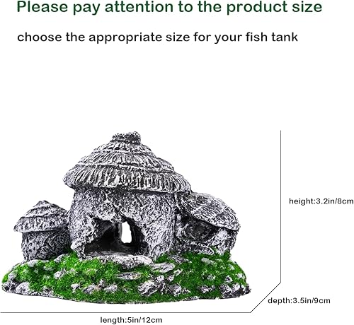 Miniatura 3 de Decoraciones de pecera - Adorno de acuario, lugar de escondite de peces, cabaña