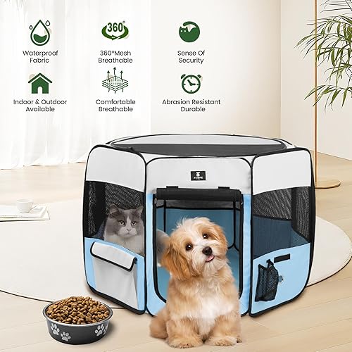 Miniatura 2 de X-ZONE PET jaula plegable portátil para mascotas, perros, gatos, corralito, de tela oxford 600D prémium, cremallera superior extraíble, uso en