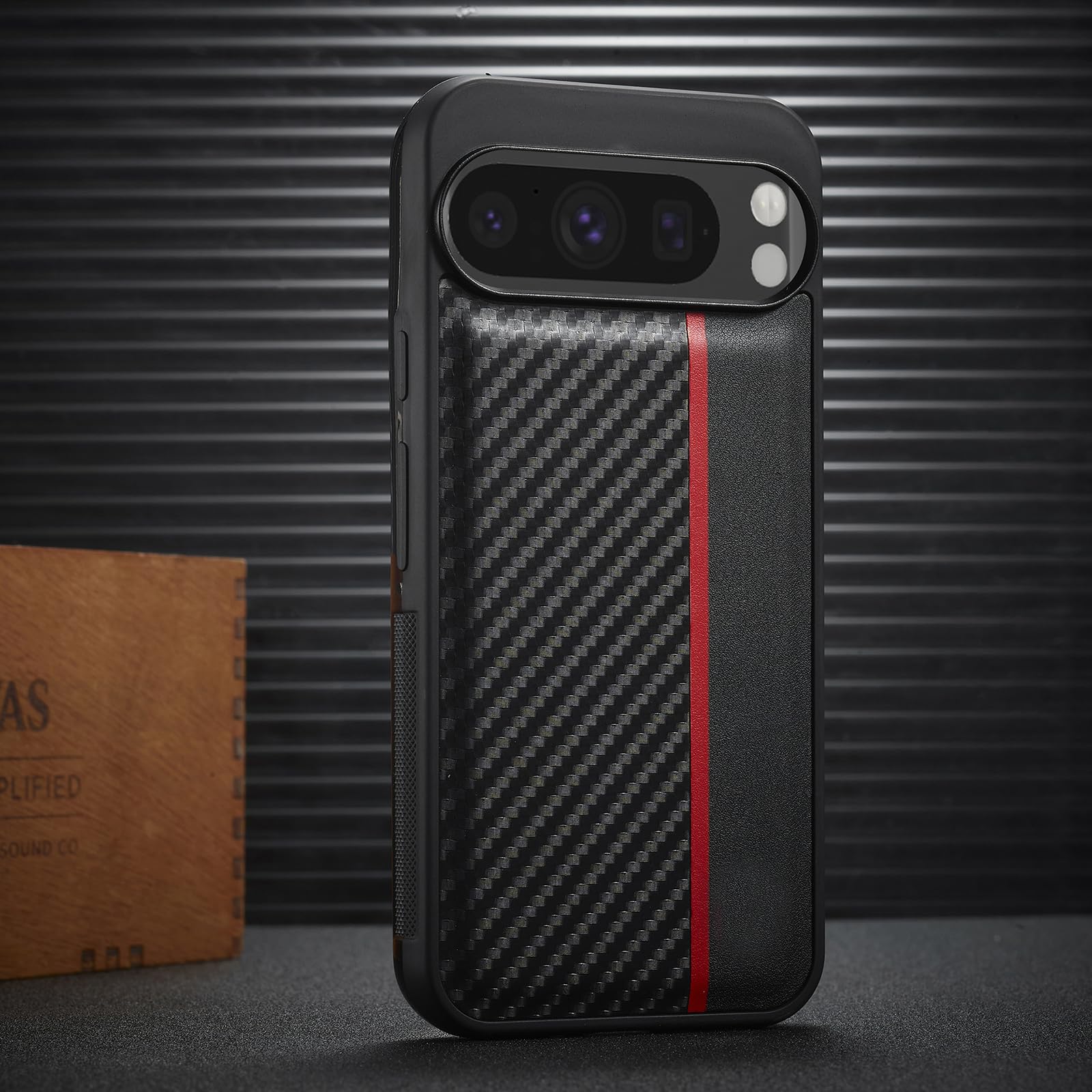 Handyhülle Leder Für Google Pixel 11 Pro XL/ 11 Pro/ 11, Kohlefaser Texture