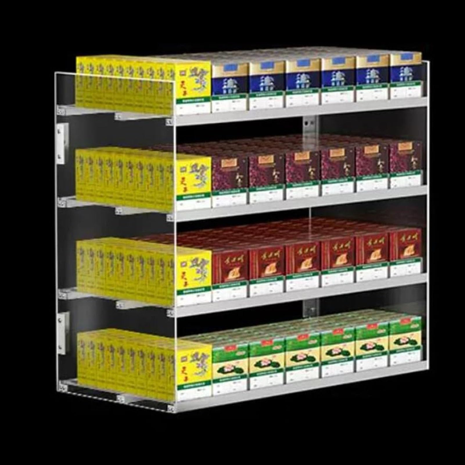 Présentoir de magasin automatique pour cigarettes à niveaux multiples en acrylique