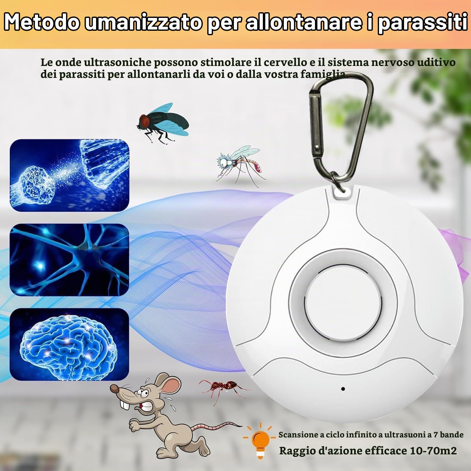 Repellente a ultrasuoni per zecche e pulci, protezione ricaricabile e portatile, utilizza la tecnologia ad alta frequenza per tenere lontane zecche e pulci, sicuro per persone e animali domestici