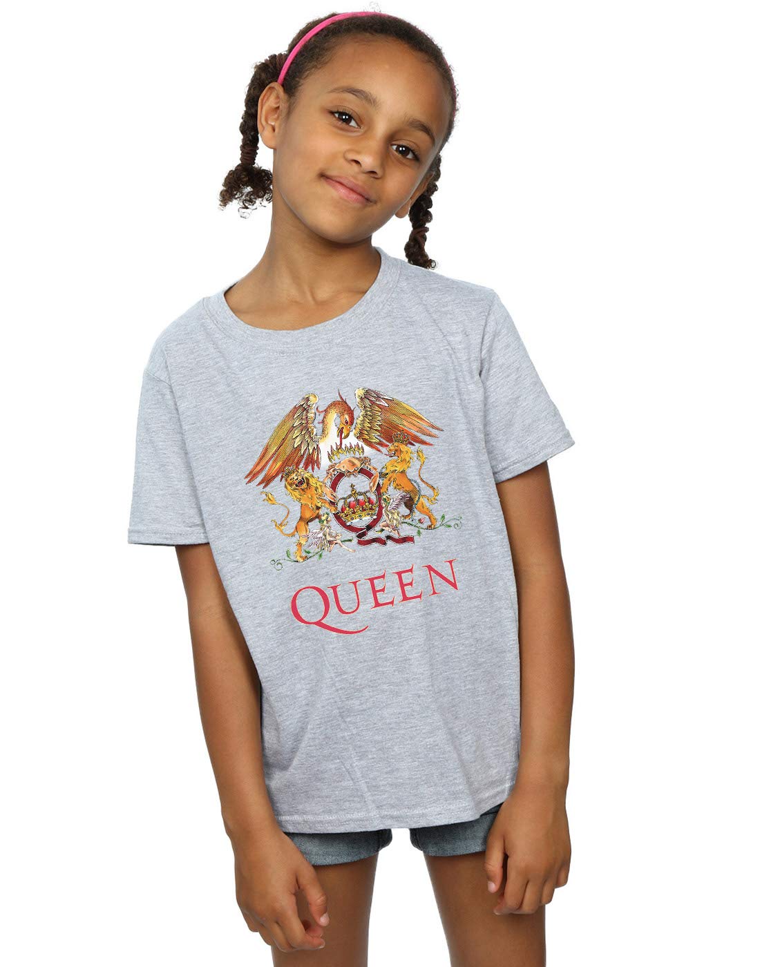 Absolute Cult Queen Girls Crest Logo T-Shirt Sport Grey 9-11 Years