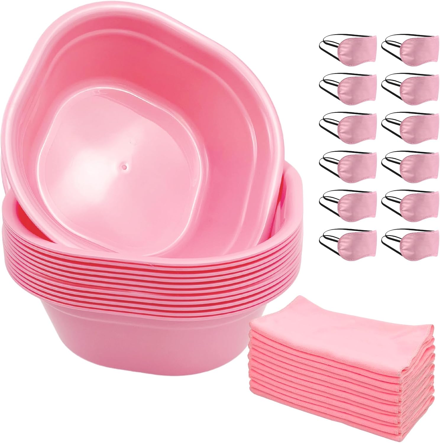 36 Pcs Kids Foot Spa Kit for Girls, Spa Party Supplies for Girls with 12 Pcs Foot Tub & 12 Pcs Pink Hand Towels & 12 Pcs Eye Masks for Girls Sleepover Slumber Party Supplies (Pink)