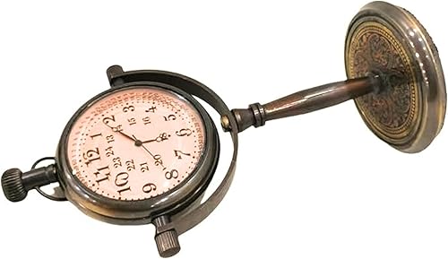 Miniatura 2 de collectiblesBuy Reloj de mesa vintage antiguo de latón hecho a mano con base retro para oficina en casa, escritorio y estantería, reloj analógico