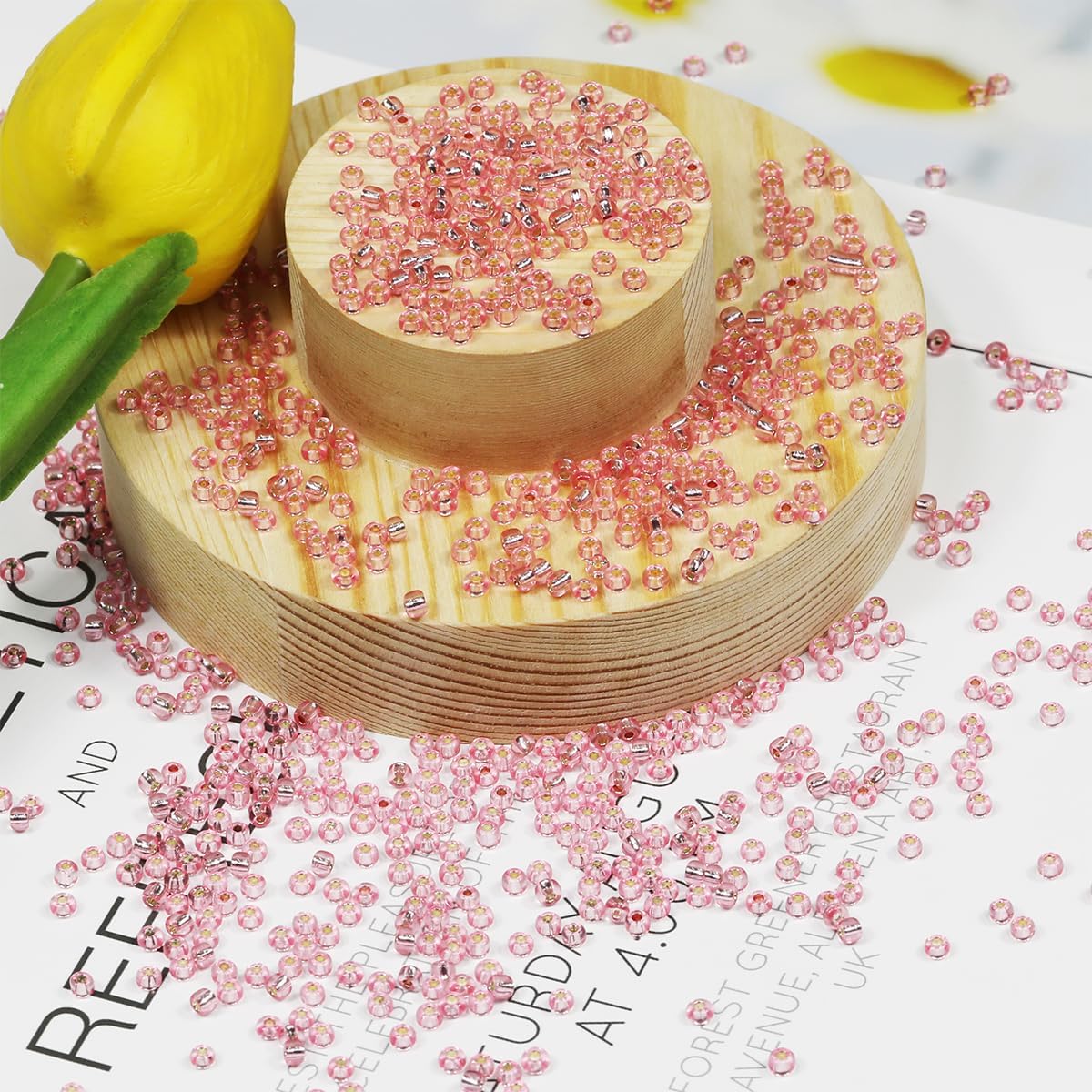 Bulk Seed Beads 110 Grams About 3500pcs, 3mm 8/0 Pink Glass Craft for Making Earrings, Bracelets, Pendants, Waist Jewelry,DIY Handmade Seed Beads(Pink Silver Core) - Image 2