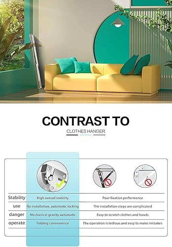 Miniatura 6 de Tendedero plegable para interiores y exteriores, plegable, portátil, para ropa sucia, resistente con 20 ganchos (79.55 pulgadas)