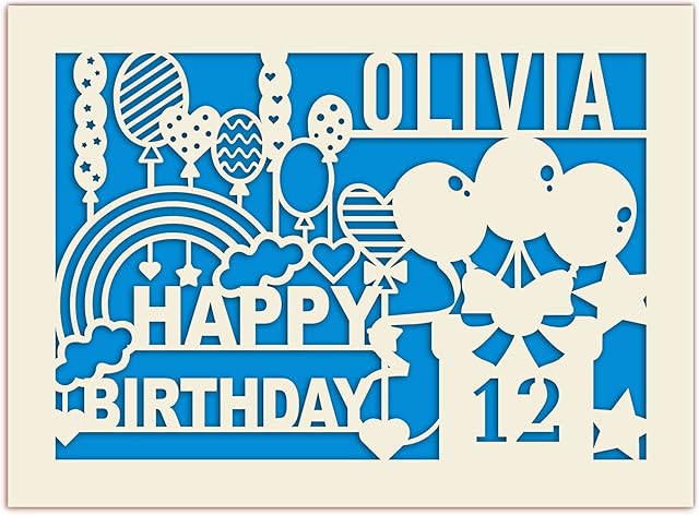 Personalised Birthday Card for Sister Son Happy Birthday Card for Girls Boys Women Men Him Custom Gift Greeting Cards at 1st 3rd 7th 13th 18th 21st 30th 50th with Any Name Age(Blue)